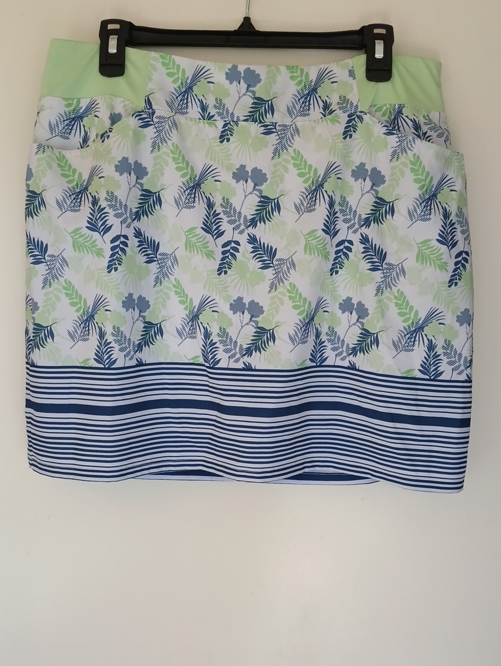 Tee Time Skort Size Large Blue Green Floral Stripe Athletic Golf Tennis